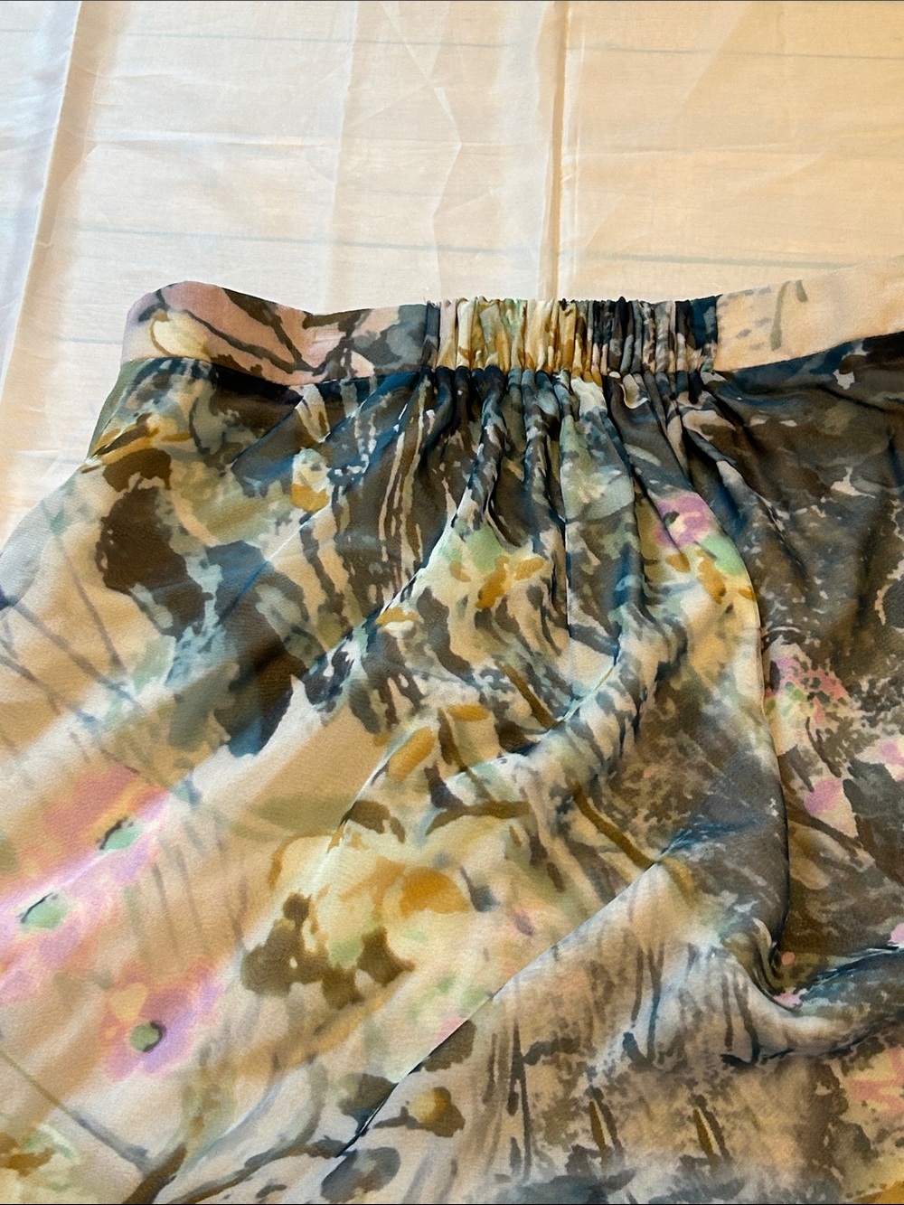 Haute Hippie Floral A-Line Skirt in Olive, Pink & Cream - Picture 5 of 13